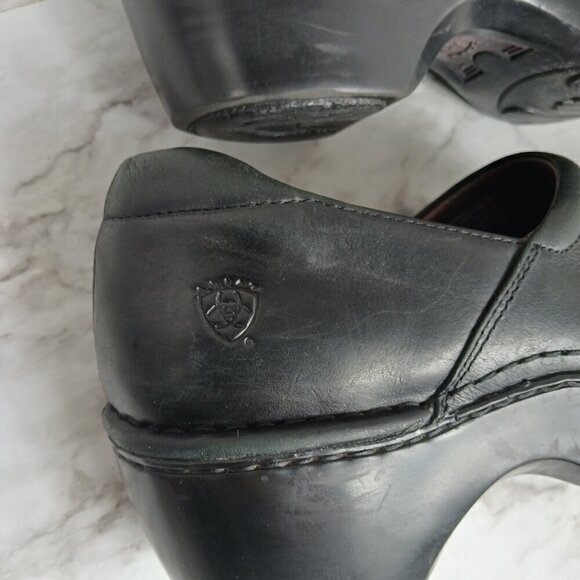 ARIAT Strathmore Studded Clogs Black Leather slip-on Platform size 9.5 women's - Picture 7 of 9